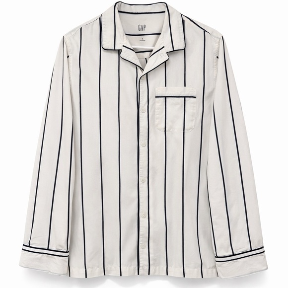 GAP Other - GAP Poplin Pajama Top M White Black Stripe Cotton Button Front Sleep Shirt